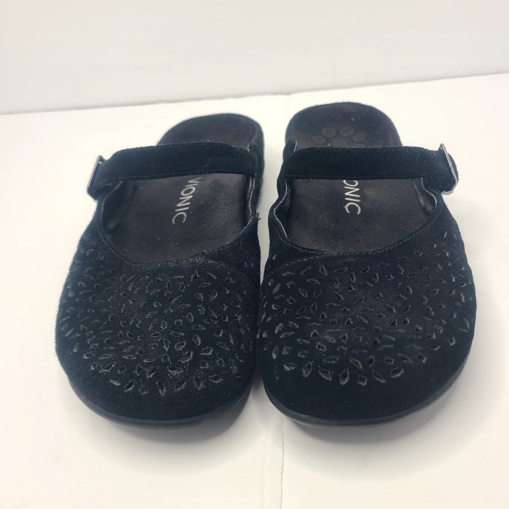 Vionic Lidia Black Suede Perforated Mary Jane Mule Clogs Womens 8 Orthaheel - Picture 4 of 9
